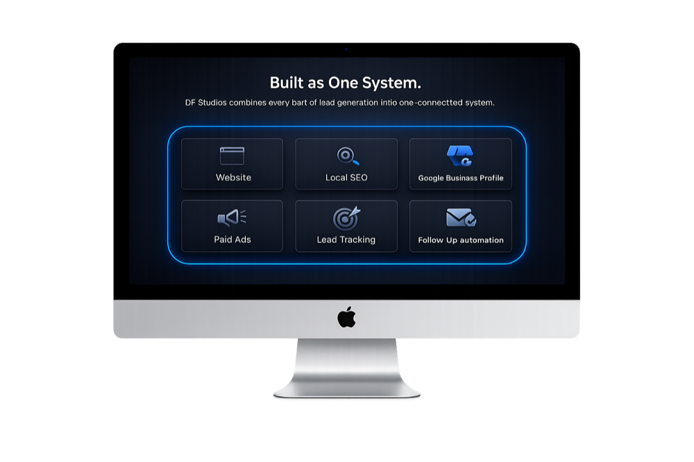 Monitor showing the six connected system pieces