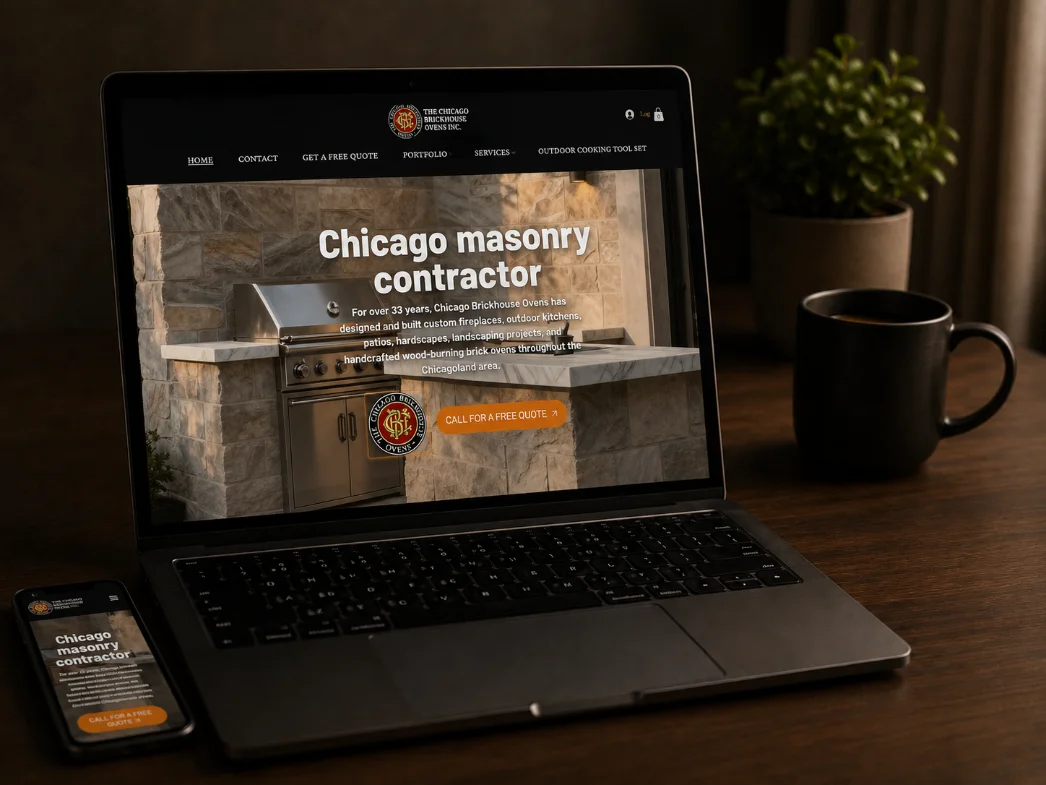 Website on laptop
